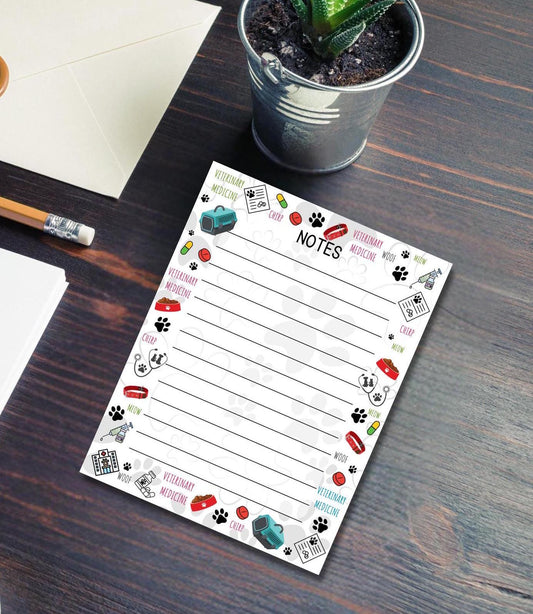 Veterinary Medicine note pad non sticky back vet tech veterinarian vet clerk gift graduation student stationery gift for veterinary student