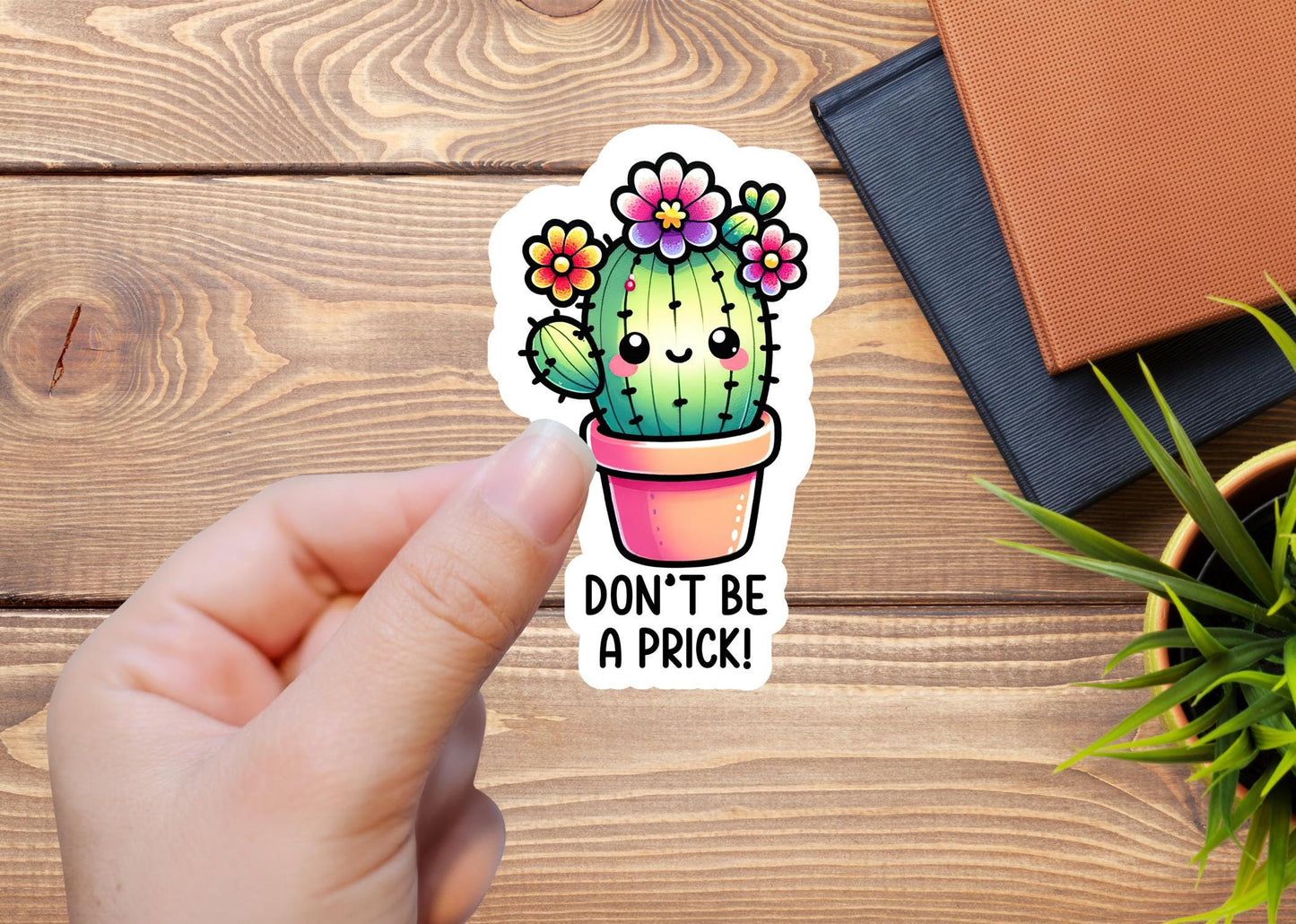 Cute Don't be a Prick Cactus waterproof vinyl sticker laptop locker cactus happy sticker cacti kawaii good vibes only cactus sticker