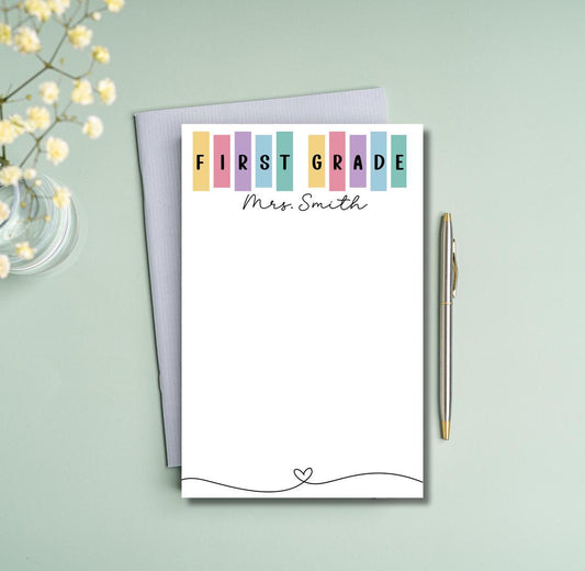 Personalized Teacher Notepad - Grade Banner
