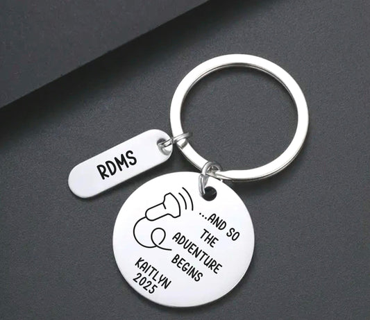 Personalized Sonographer Graduation Engraved keychain RDMS Key Ring commencement Gifts for her  custom graduation keychain ultrasound gift