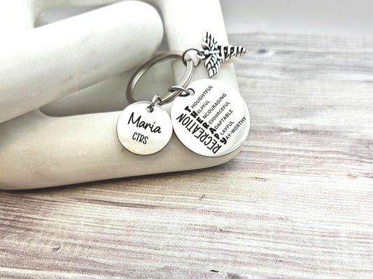 Personalized Recreational therapist Keychain Engraved RT Birthday Key Ring Gifts for her custom graduation recreation therapy keyring gift