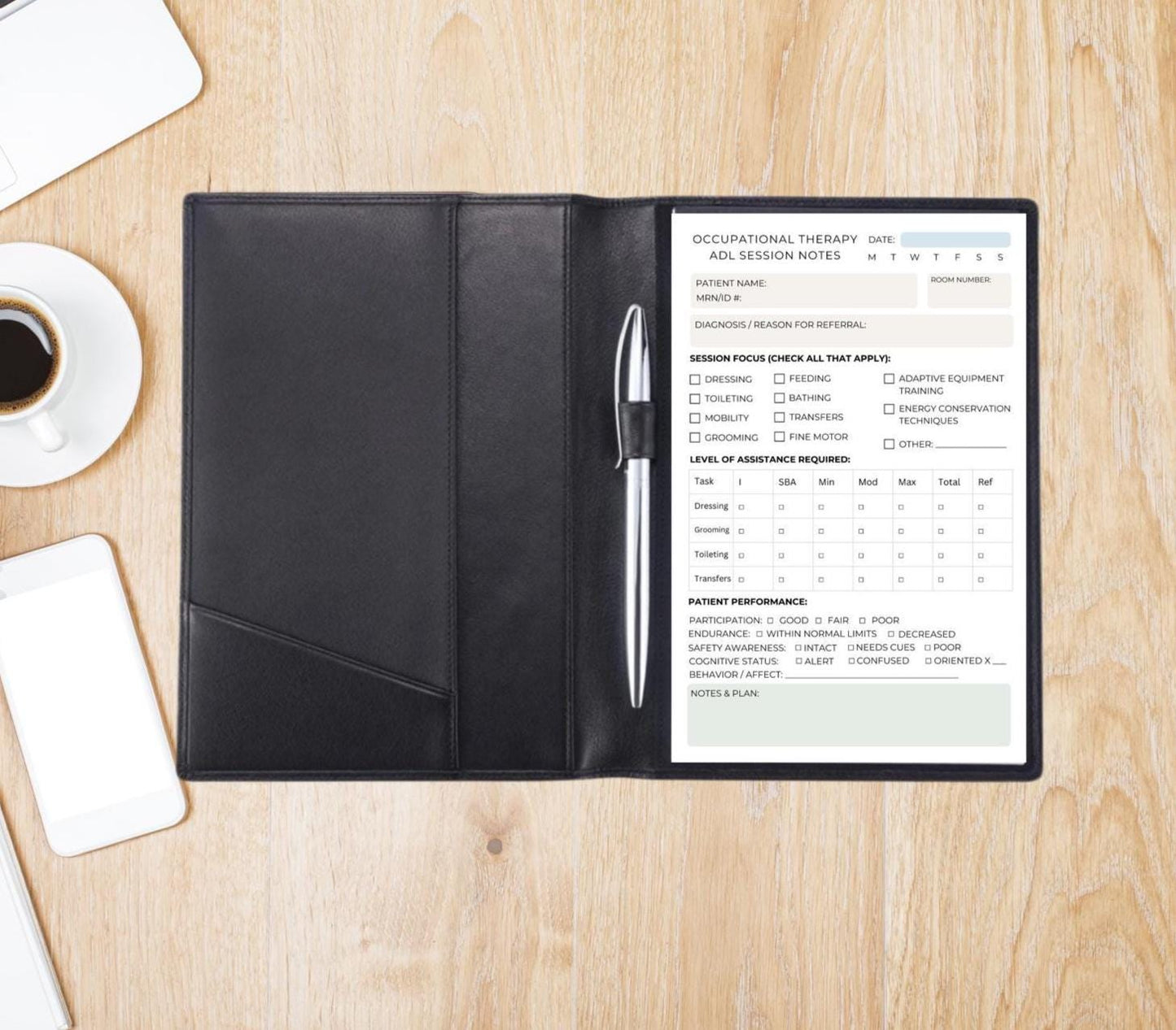 Occupational Therapy Daily ADL Session Notes Notepad | Occupational Therapy SOAP Tracker | Rehab Progress Log for Occupational Therapy OTA