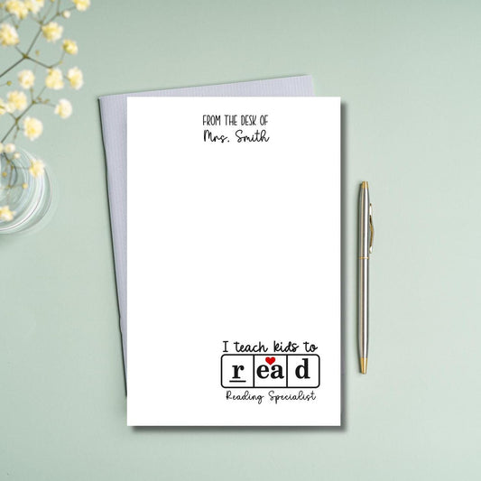 Reading Specialist Notepad Teacher Gift Literacy Coach ESL Tutor Appreciation Gift Personalized Office Supply Reading Intervention Gift SPED