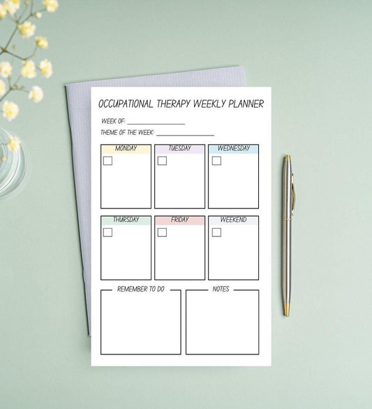 Occupational Therapist weekly planner non sticky back things OT notepad gift notepad student stationery handmade undated list notes OTA