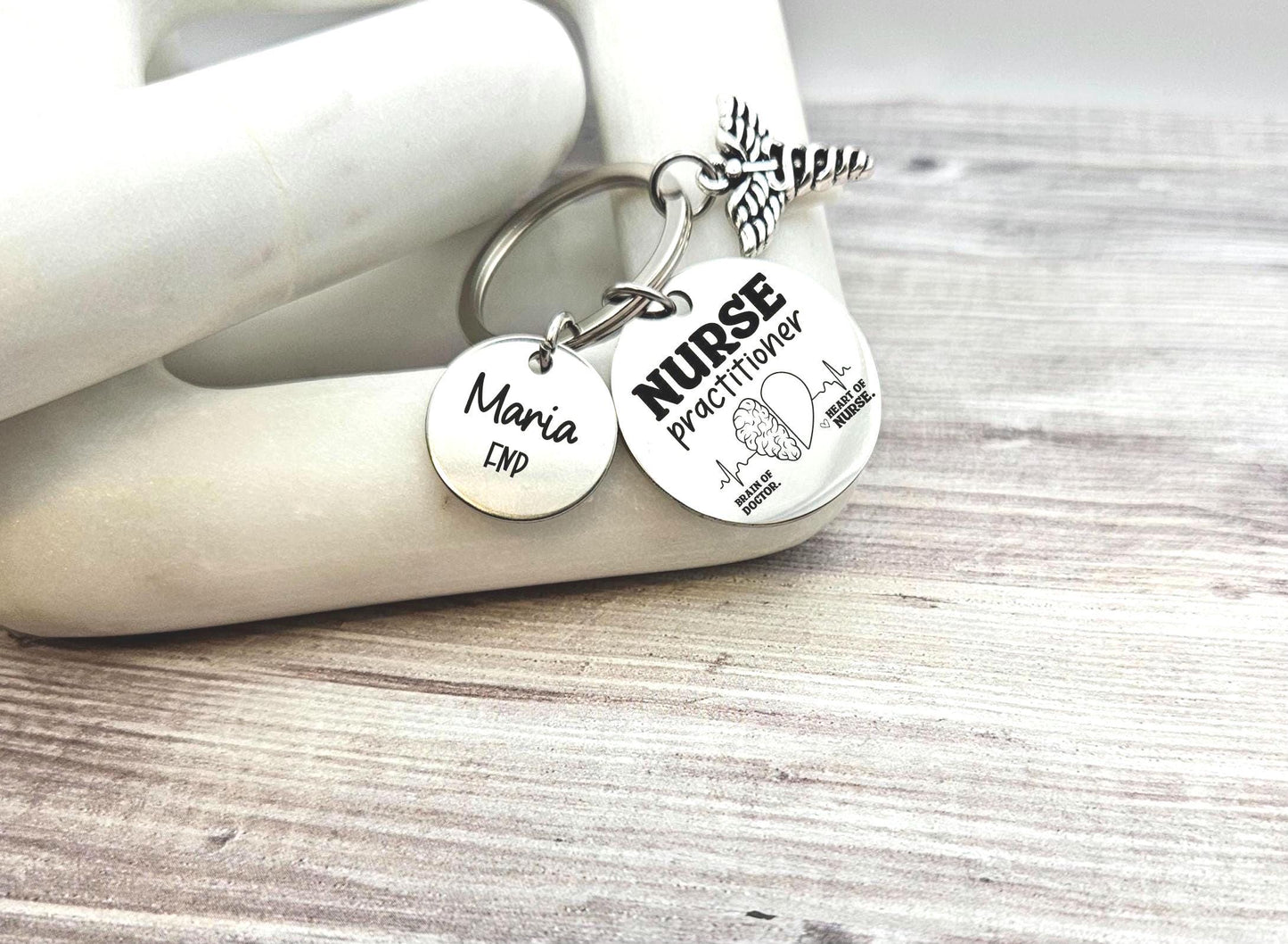 Personalized Nurse Practitioner Keychain Engraved RN NP Birthday Key Ring Gifts custom graduation nursing student keyring nurse practitioner