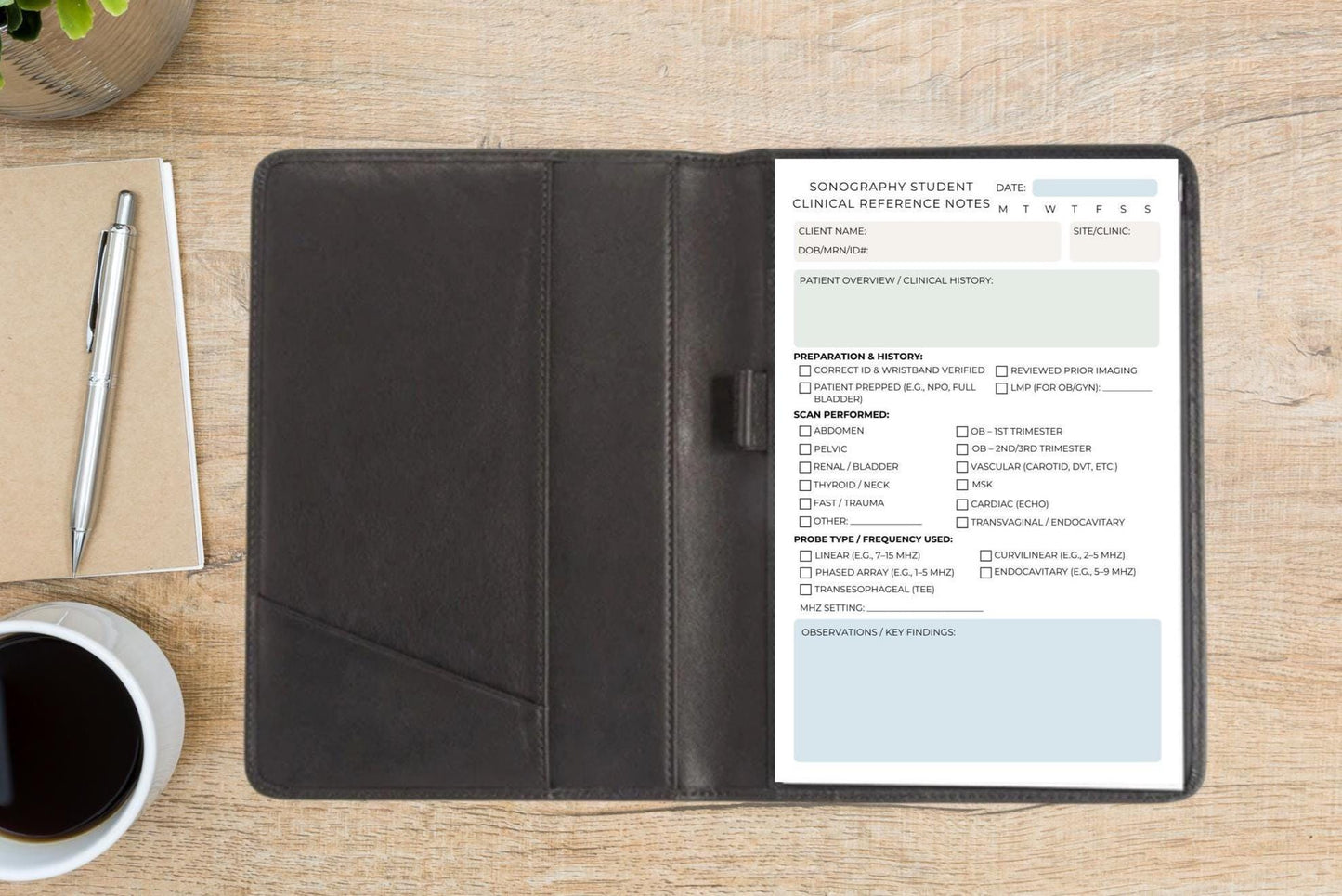 Sonography Student Clinical Reference Notepad | Ultrasound Tech Student Notes | 5.5x8.5" Notepad for Clinical Rotations | DMS School Tool