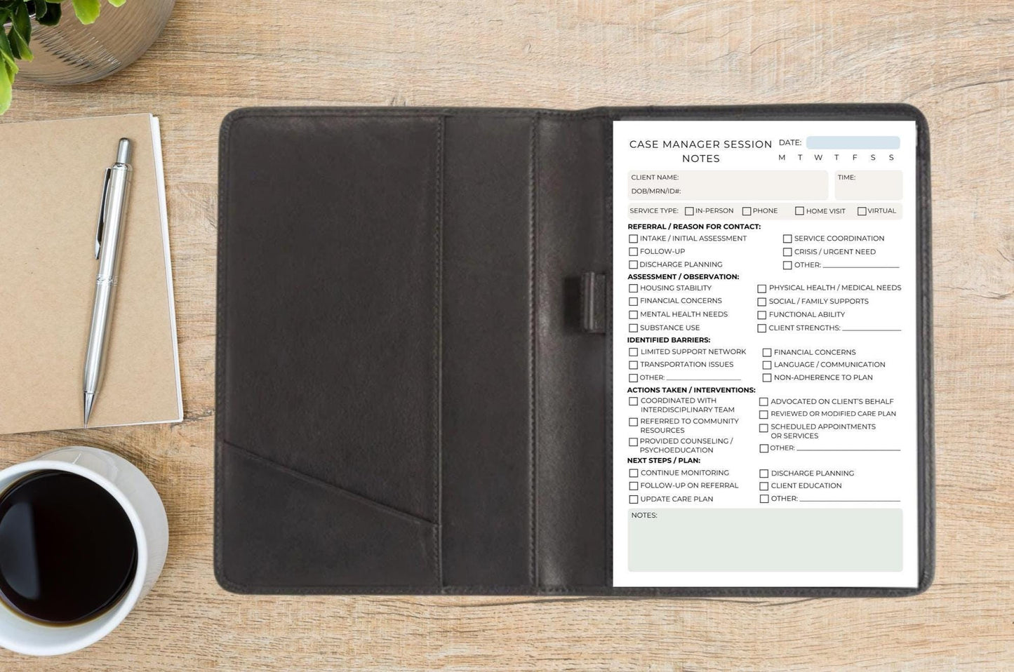 Case Manager Session Note Notepad | Professionally Informed Care Coordination Log Social Work & Medical Case Notes Pad Case Management Gift
