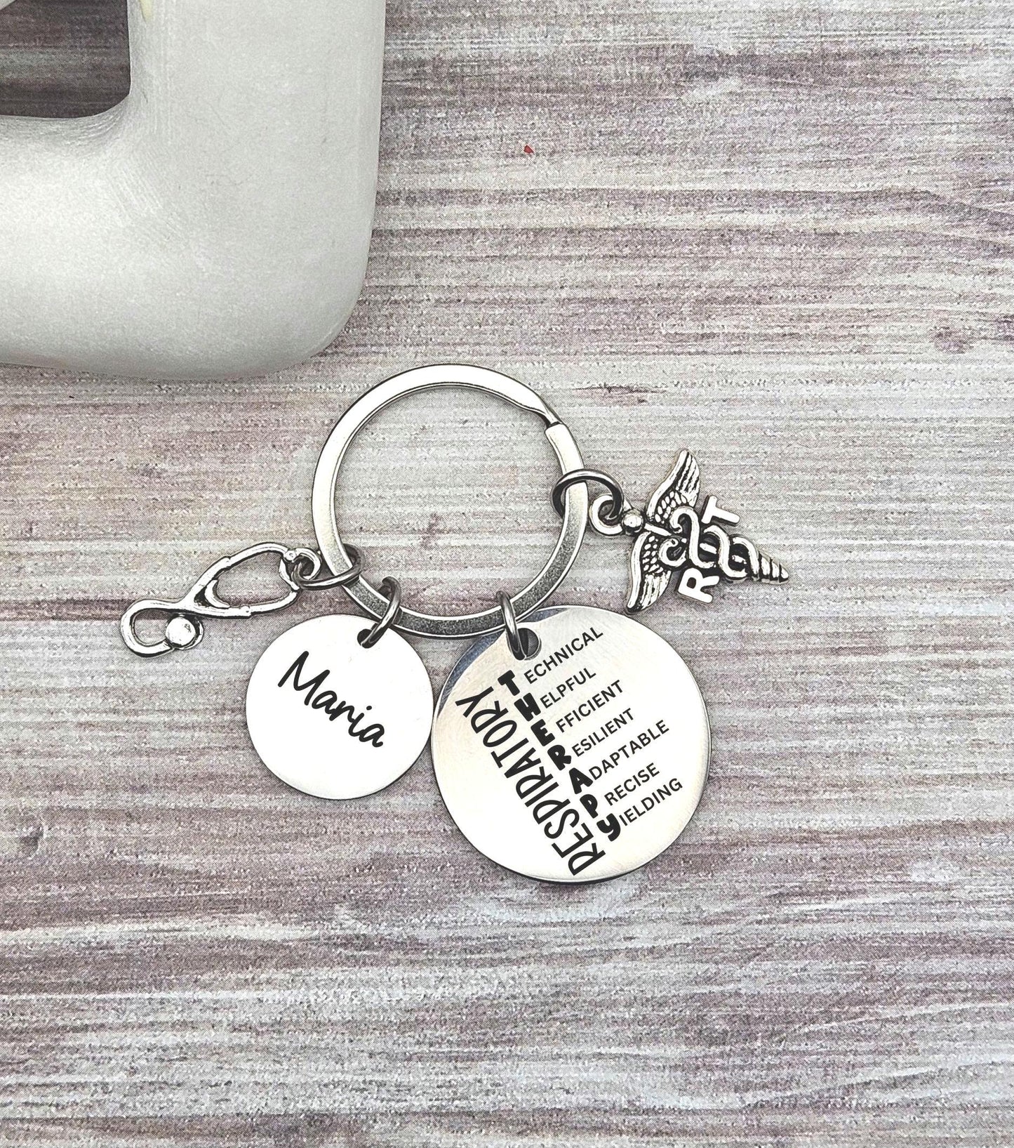 Personalized Respiratory Therapy keychain Key Ring Gifts respiratory therapist custom keychain RT medical professional keychain respiratory