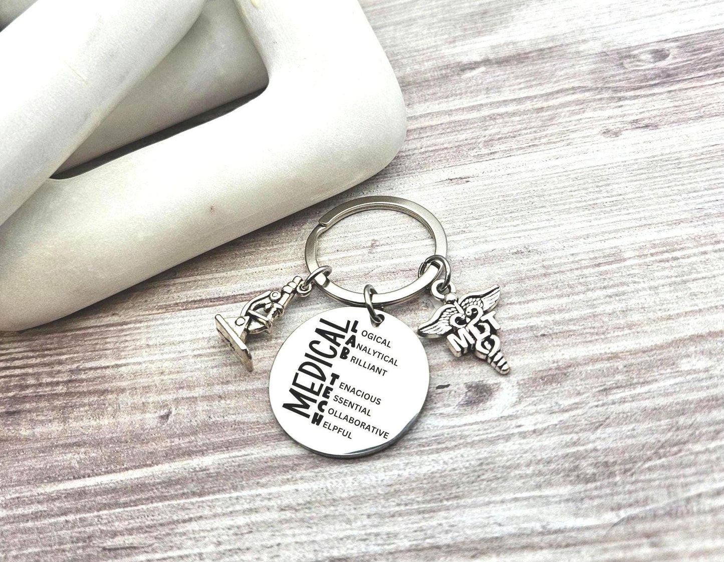 Medical Laboratory Technologist Keychain Engraved MLT Key Ring Gifts custom graduation medical lab technologist keychain lab tech keychain