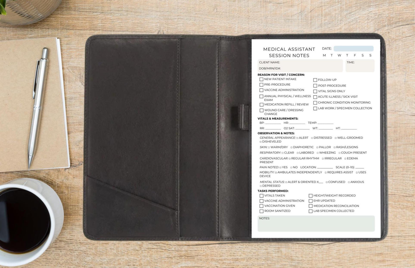 Medical Assistant Session Note Notepad | MA Daily Charting Pad | Professionally-Informed Documentation | Clinic Desk Accessory | 5.5x8.5”