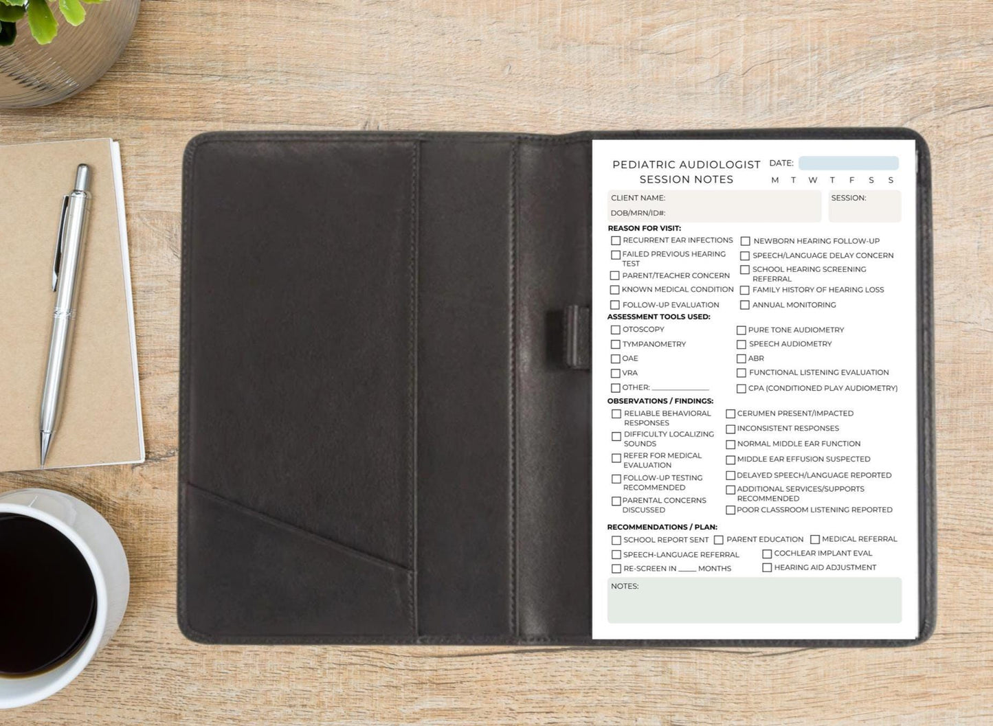 Pediatric Audiologist Session Notes Notepad | Hearing Evaluation Chart | 5.5"x8.5" | Pediatric Audiology Record Pad for Clinic Use