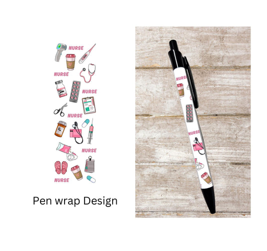 Nursing themed black ink ballpoint refillable pen RN pen LPN student pen graduation gift Nursing specialty pen medical nursing gift pen