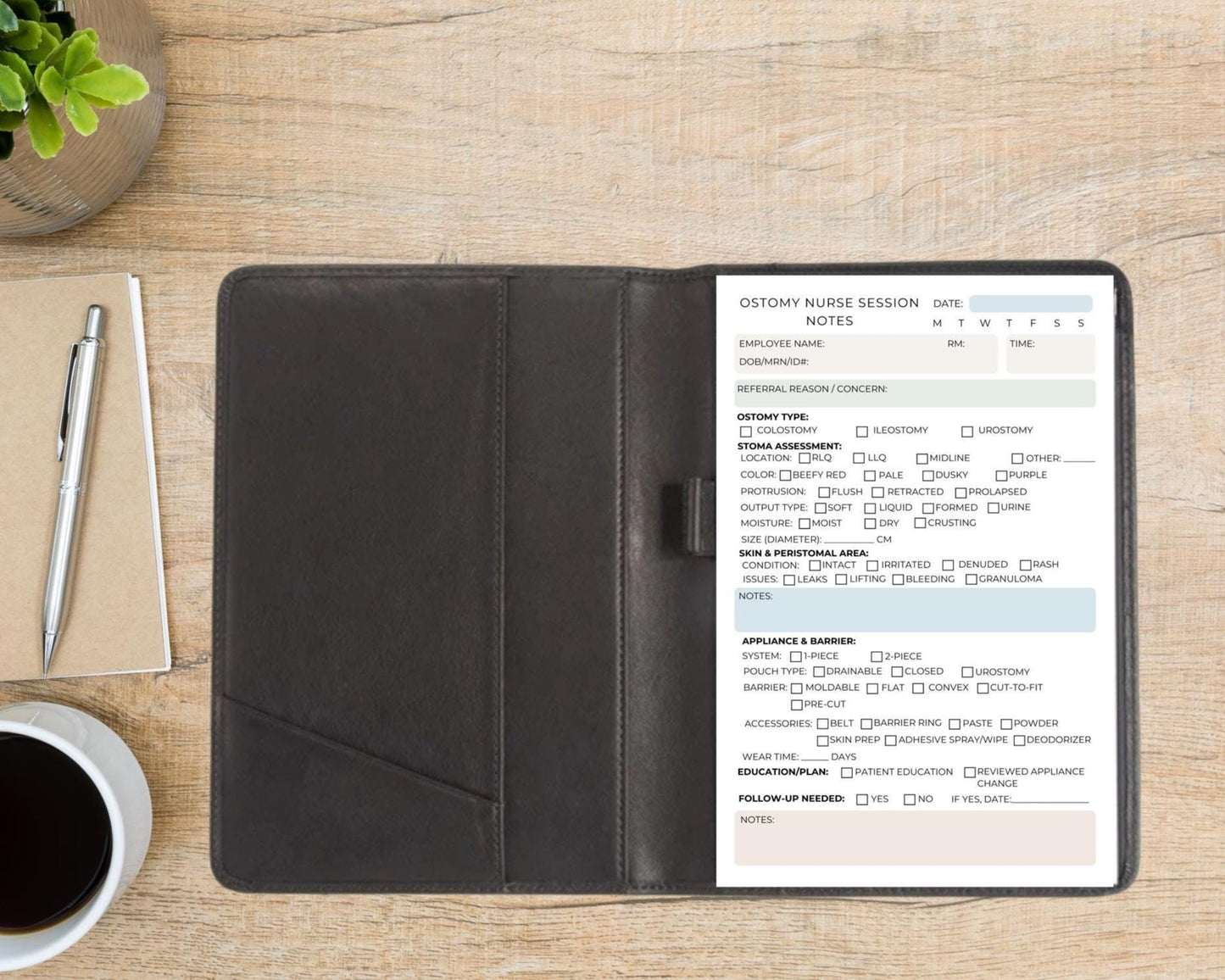 Ostomy Nurse Notepad Stoma Assessment & Appliance Log | Compact Ostomy Care Sheet for Nurses WOCNs Ostomy and wound nurse documentation