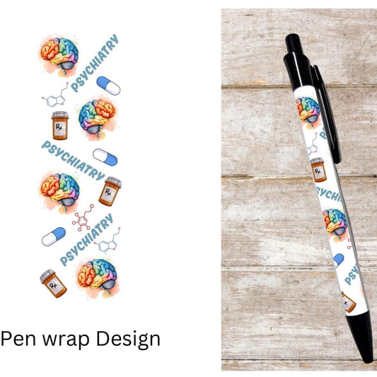 Psychiatry black ink ballpoint refillable pen mental health pen psych nurse gift student pen clerk gift nursing graduation gift psychiatrist
