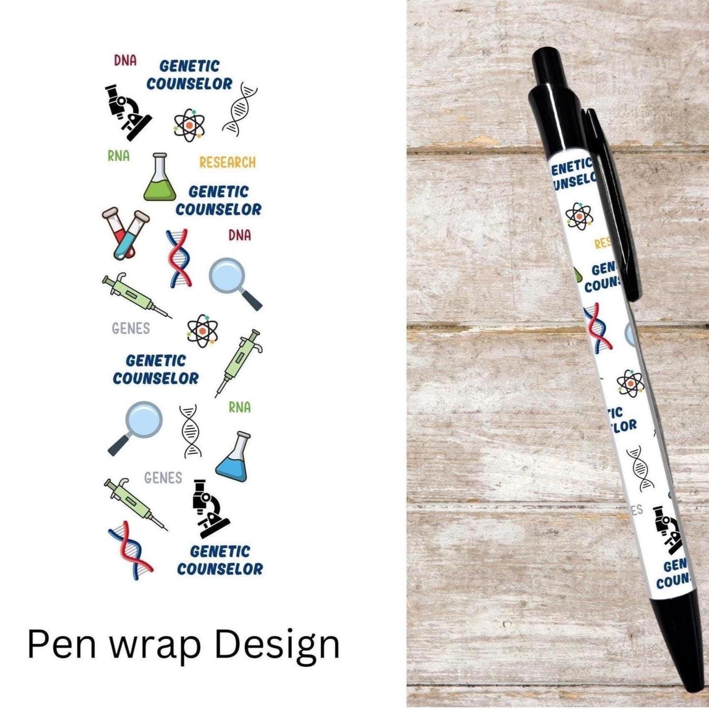 Genetic counselor ballpoint pen black ink DNA details gift graduation student stationery gift for retractable pen geneticist gift