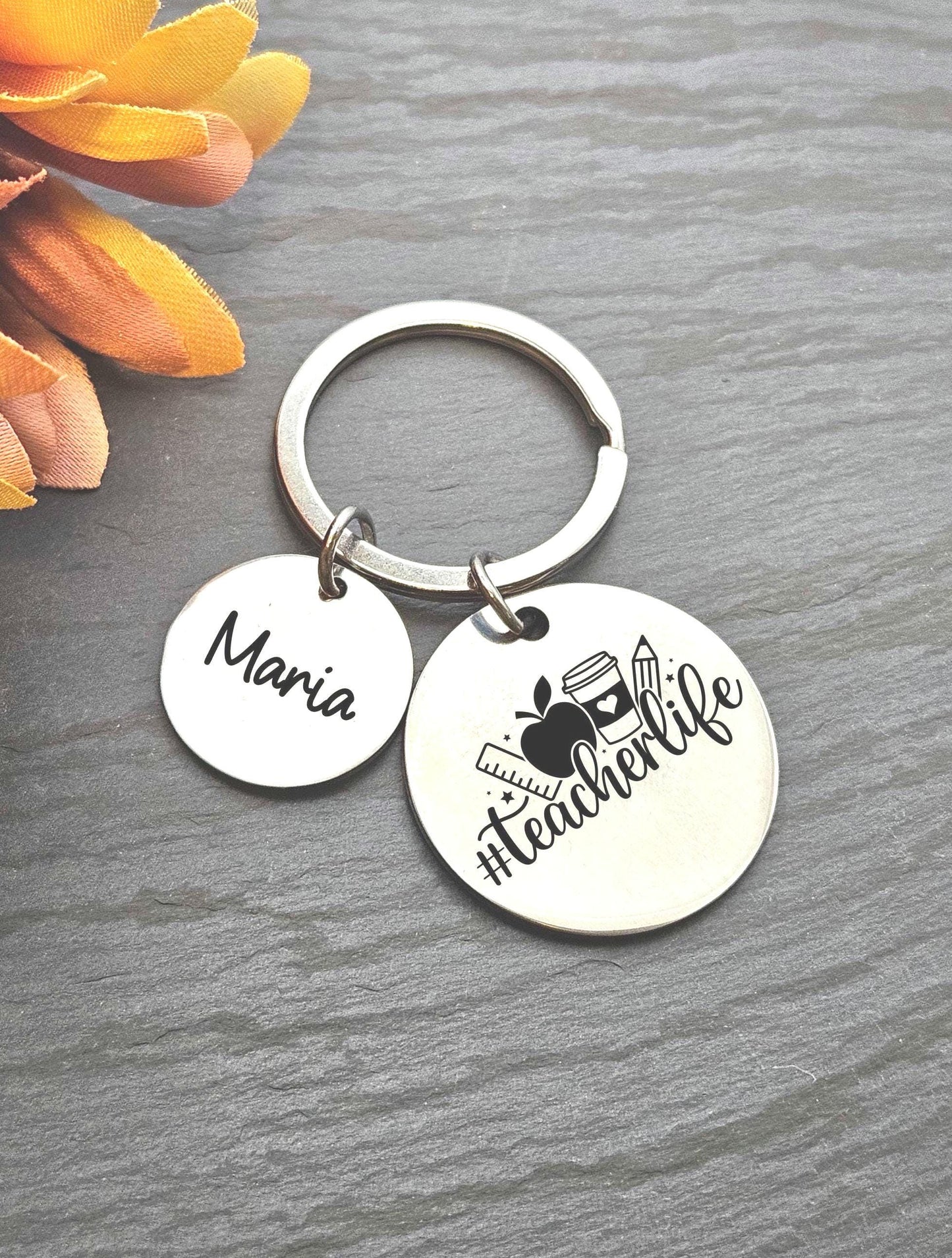Personalized Teacher Engraved keychain teacher life Key Ring Gifts for her teaching custom graduation keychain school teacher gift educator