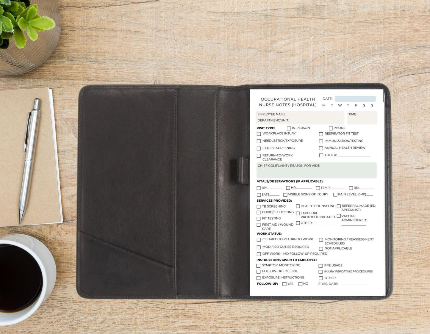 Occupational Health Nurse Session Notes – Corporate & Community Setting | Medical Notepad for OHNs | RN Notepad OHN Workplace safety notes