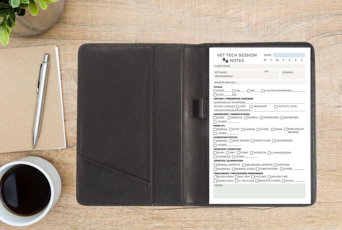 Vet Tech Session Notes Notepad | Veterinary Technician Patient Care Log Medical Record Pad | Animal Health Chart veterinary medicine notes