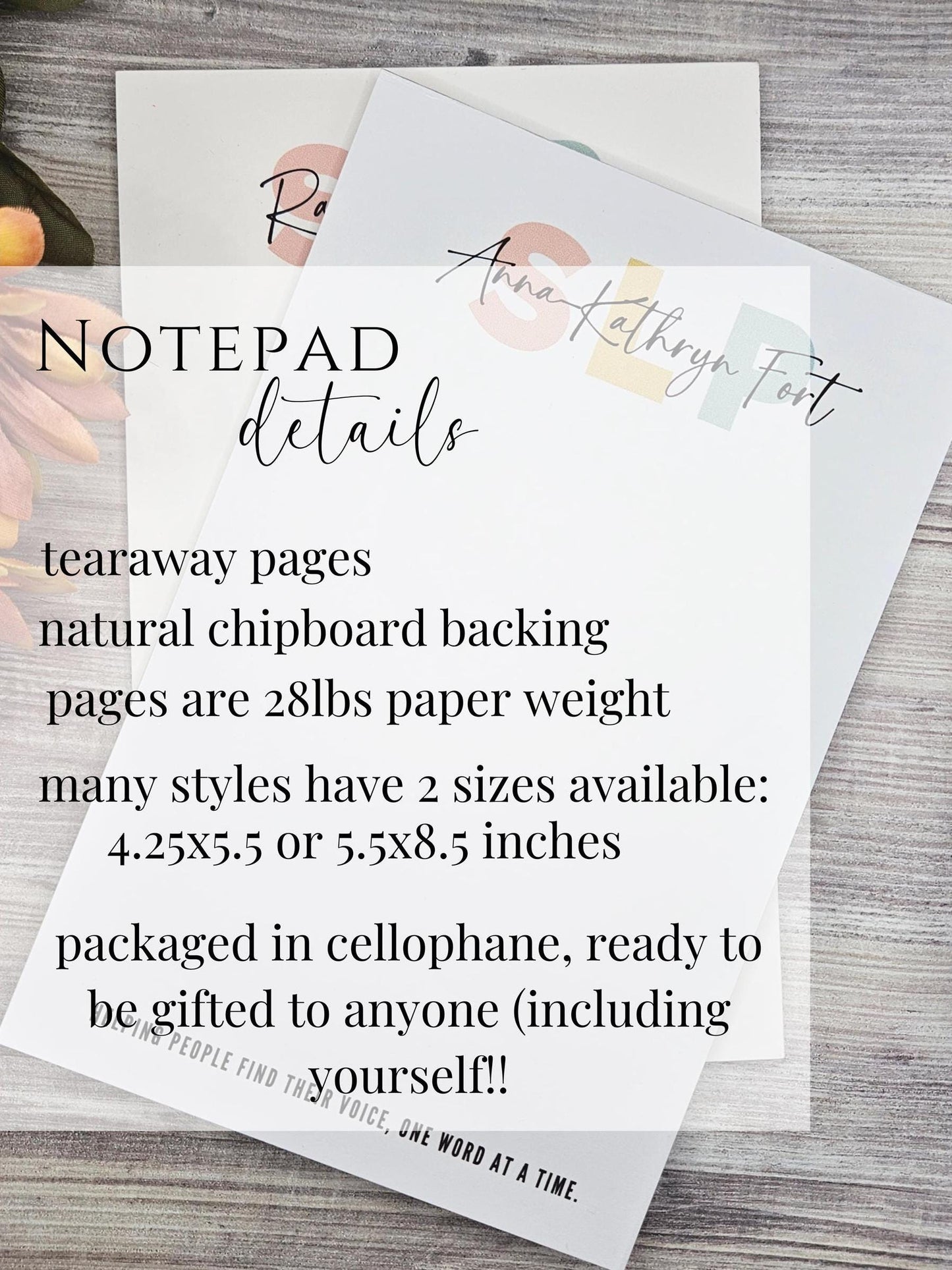 Custom Speech Language Pathology Rainbow notepad tear away sheets, SLP notepad gift notepad student stationery speech pathologist assistant