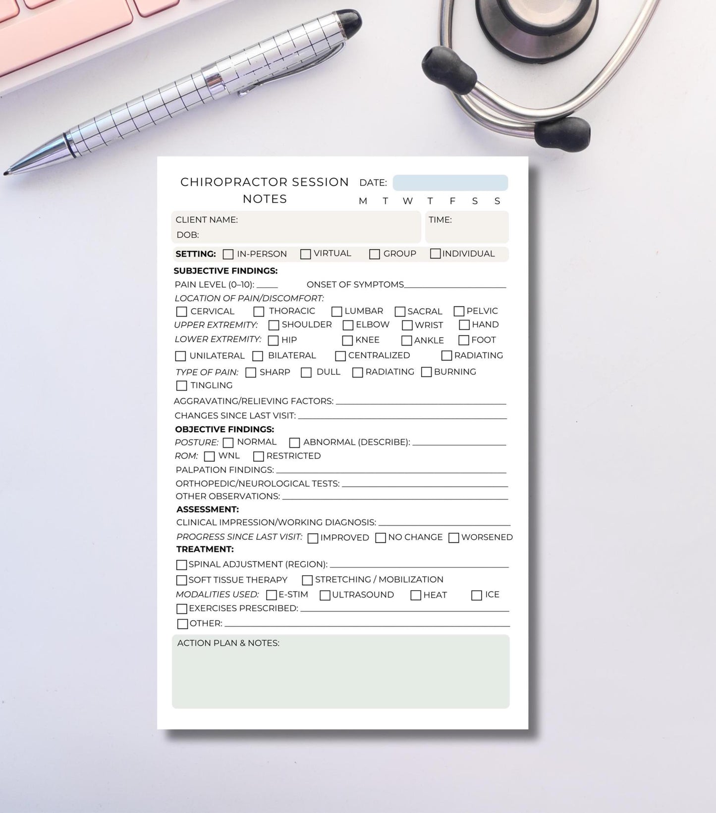 Chiropractor Session Notes Notepad Patient Progress Tracker | Chiro SOAP Notes | Daily Charting Pad for Chiropractors notepad Spine doctor