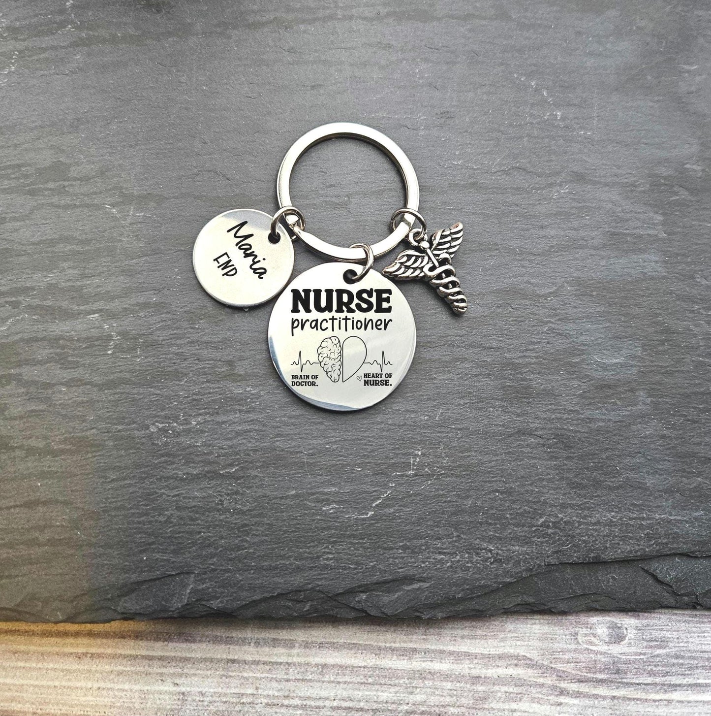 Personalized Nurse Practitioner Keychain Engraved RN NP Birthday Key Ring Gifts custom graduation nursing student keyring nurse practitioner