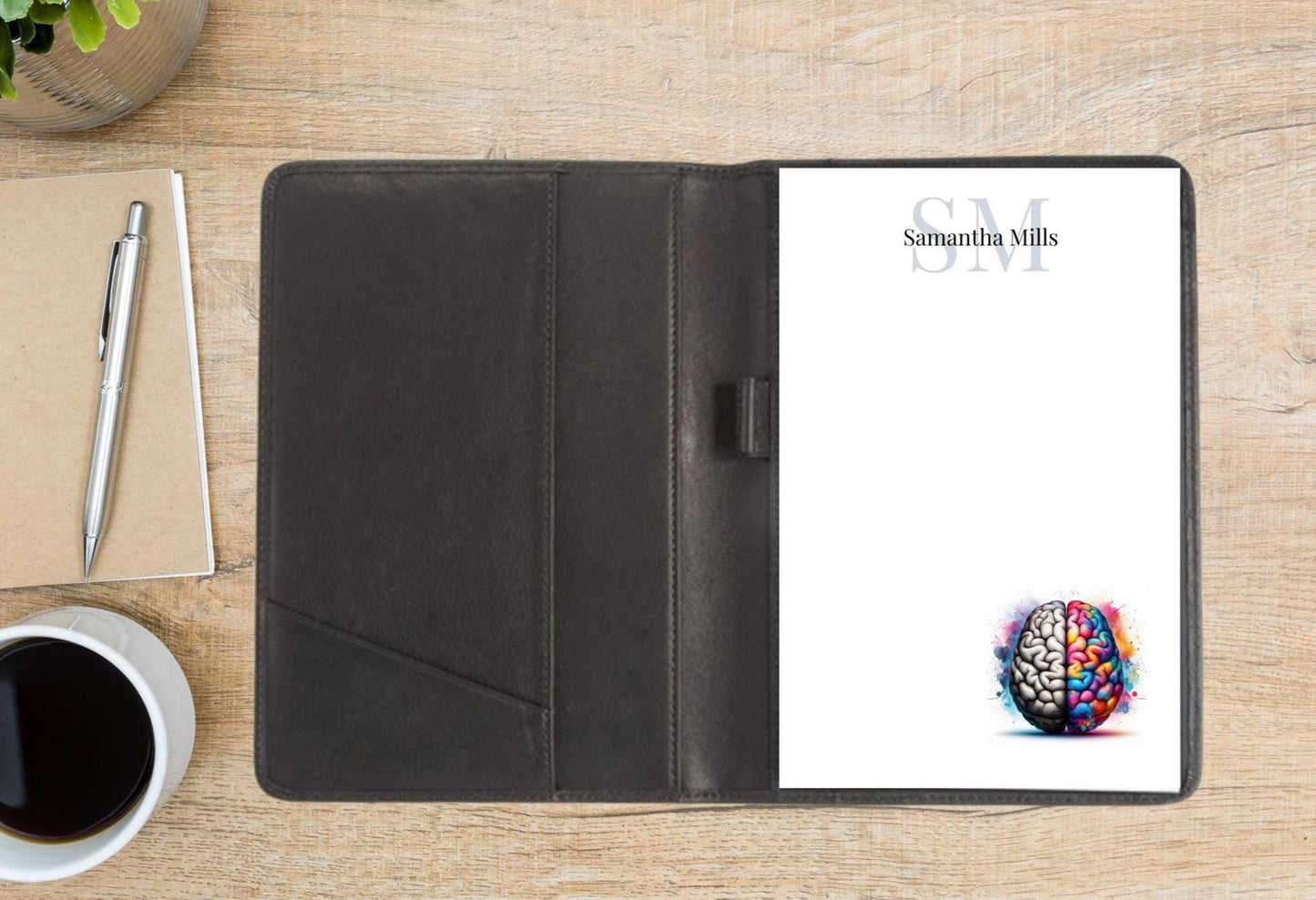 Custom Psychologist brain Monogram notepad PhD gift graduation student notes stationery handmade notepad Psychology notepad brain