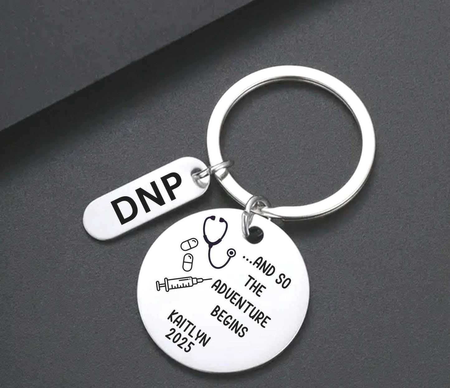 Personalized Medical Graduation Engraved keychain medicine Key Ring retirement Gifts for her custom graduation keychain Rn Lpn MD DNP gift