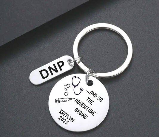 Personalized Medical Graduation Engraved keychain medicine Key Ring retirement Gifts for her custom graduation keychain Rn Lpn MD DNP gift