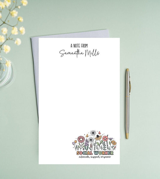 Retro Floral Social Worker Notepad - MSW Gift