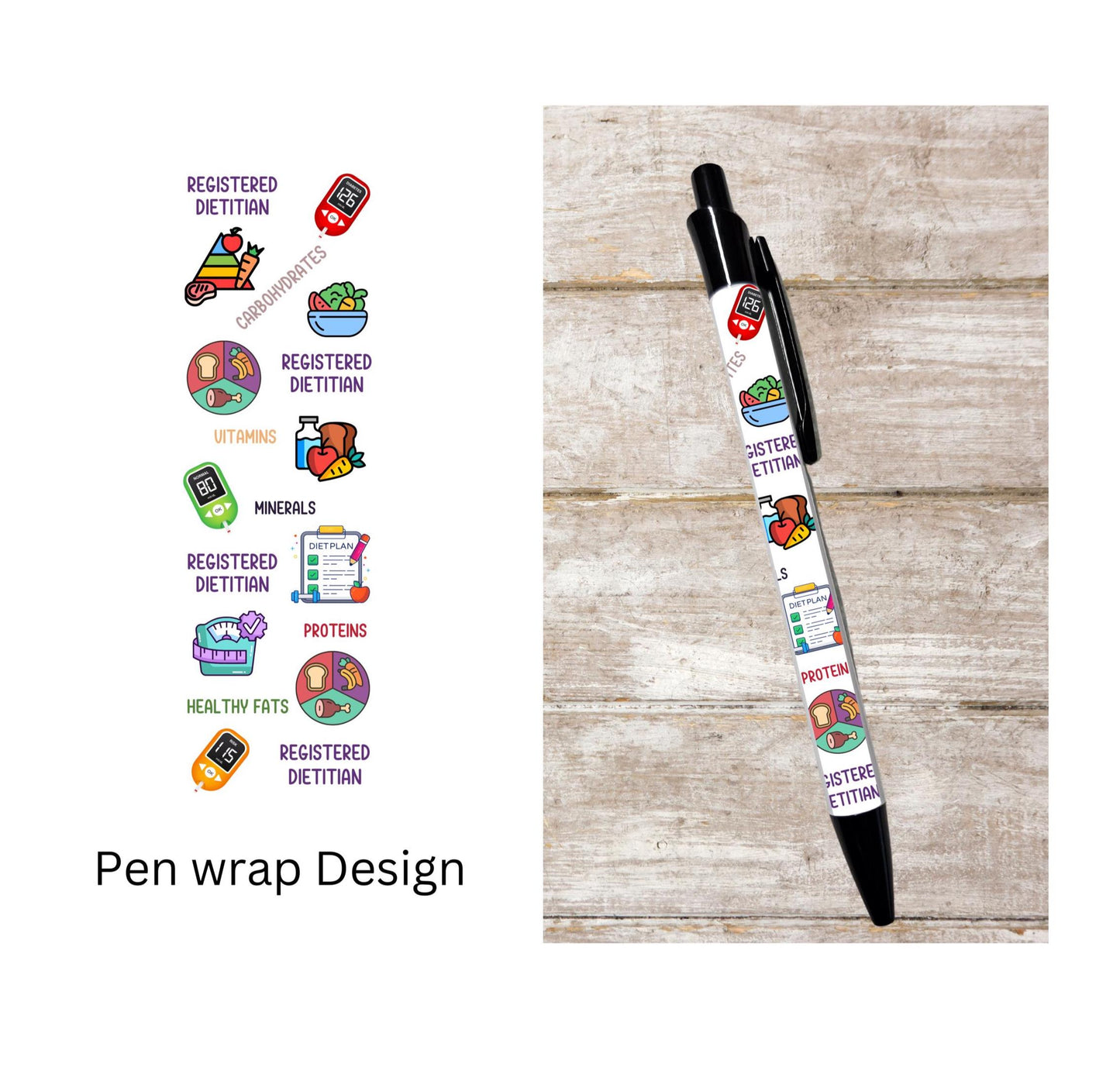 Registered dietitian ballpoint pen black ink healthy food details gift graduation student stationery gift for retractable pen RD