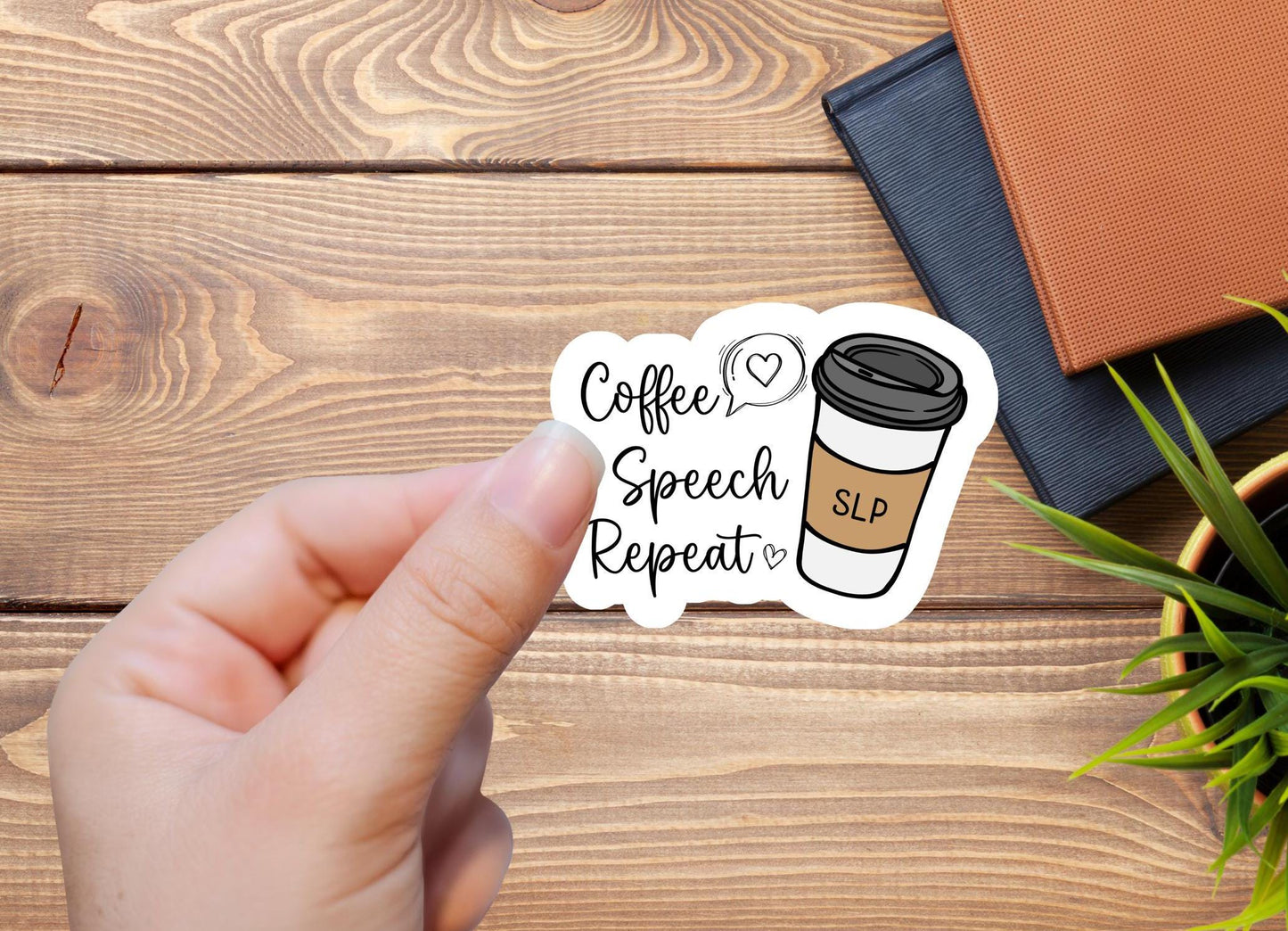 Cute Speech Language Pathologist waterproof vinyl sticker speech coffee repeat sticker coffee lover SLP sticker speech therapy laptop coffee