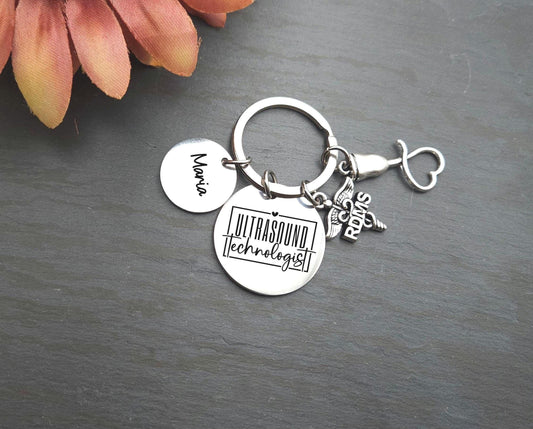Personalized Ultrasound Technologist Engraved keychain Birthday Key Ring Gift sonographer custom graduation RDMS gift keys Ultrasound Tech