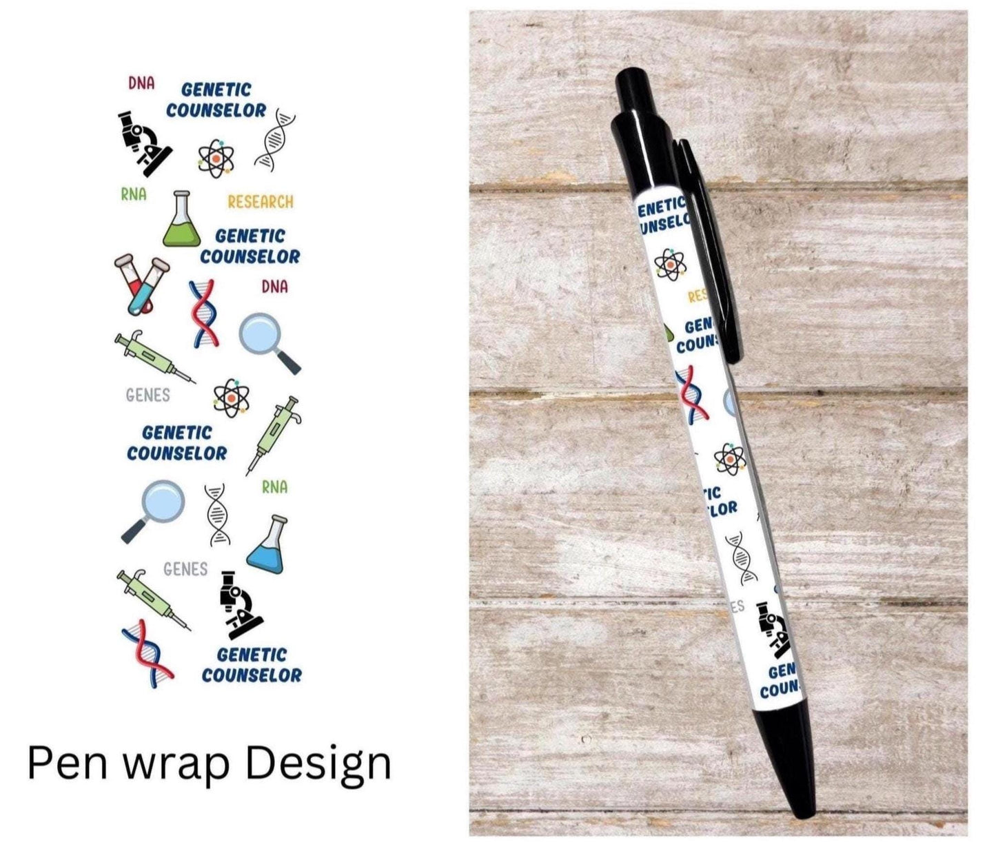Genetic counselor ballpoint pen black ink DNA details gift graduation student stationery gift for retractable pen geneticist gift