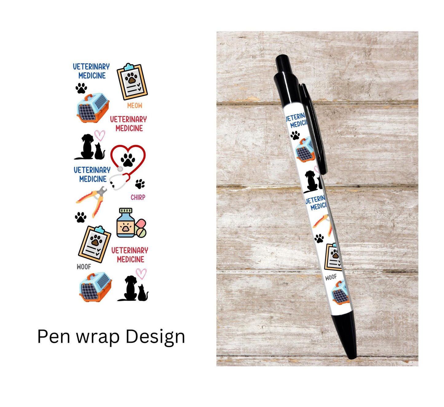 Veterinary medicine ballpoint pen black ink vet tech gift graduation student stationery gift for veterinarian retractable pen