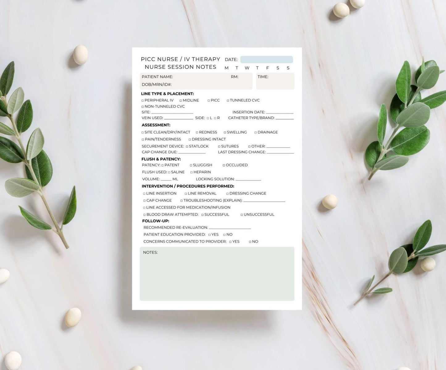 PICC Nurse IV Therapy Session Notes | Central Line Assessment Notepad for Vascular Access Nurses Medical Notepad venous access nurse RN cva