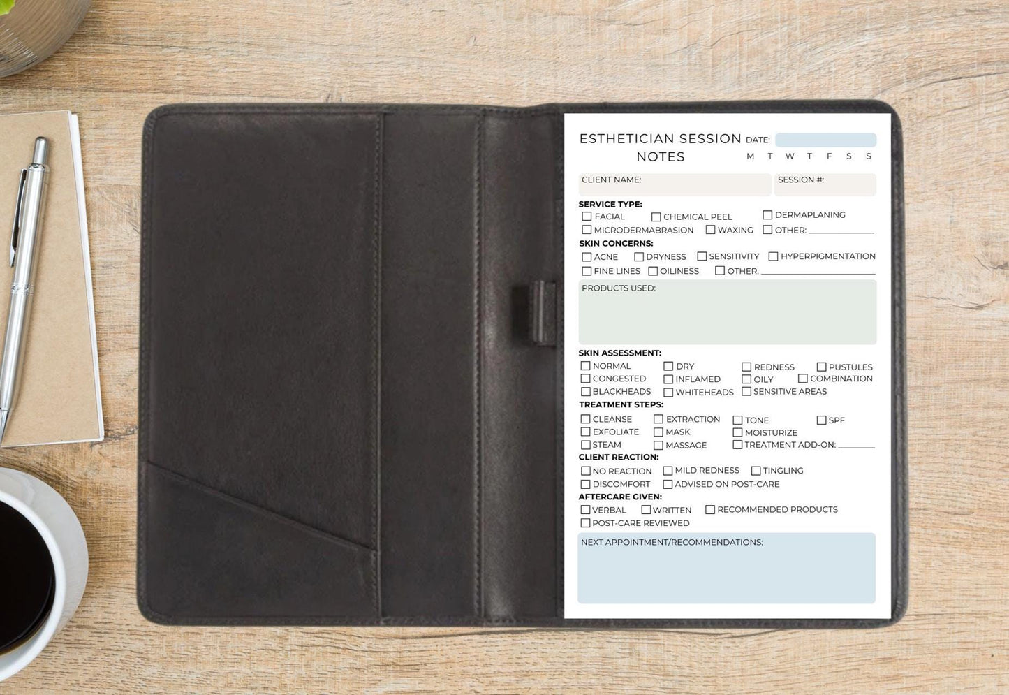 Esthetician Session Notes Notepad | Skincare Treatment Client Log | Facial & Beauty Service Tracking Pad Spa skincare notes Medi-spa Health