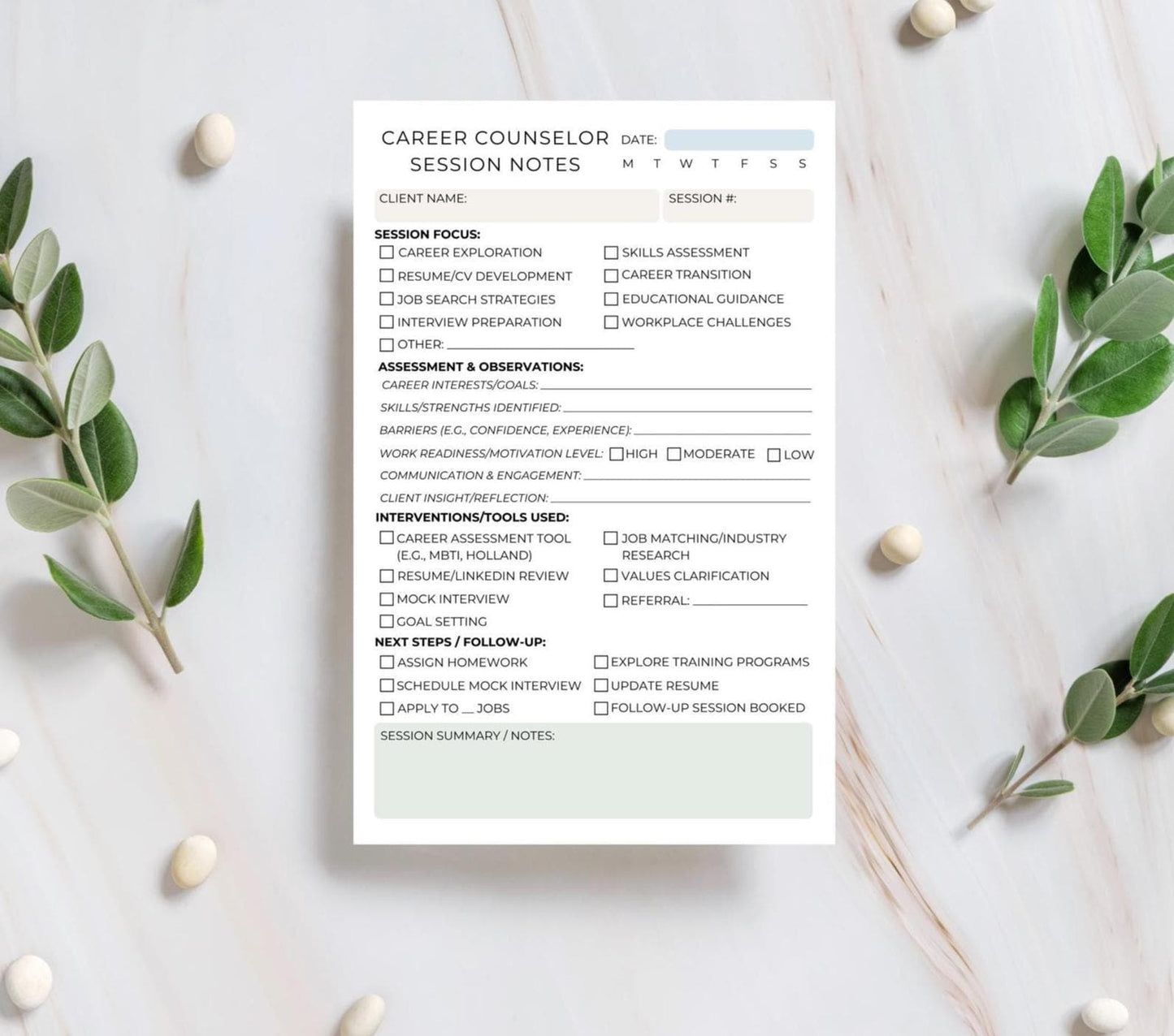 Career Counselor Session Notes Notepad | Professionally-Informed Career Coaching Log | Career Guidance & Client Tracking Pad Career Notepad