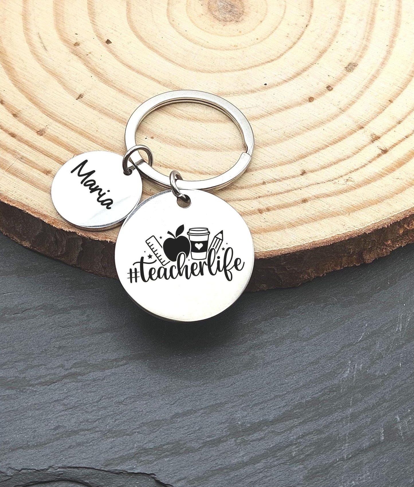 Personalized Teacher Engraved keychain teacher life Key Ring Gifts for her teaching custom graduation keychain school teacher gift educator