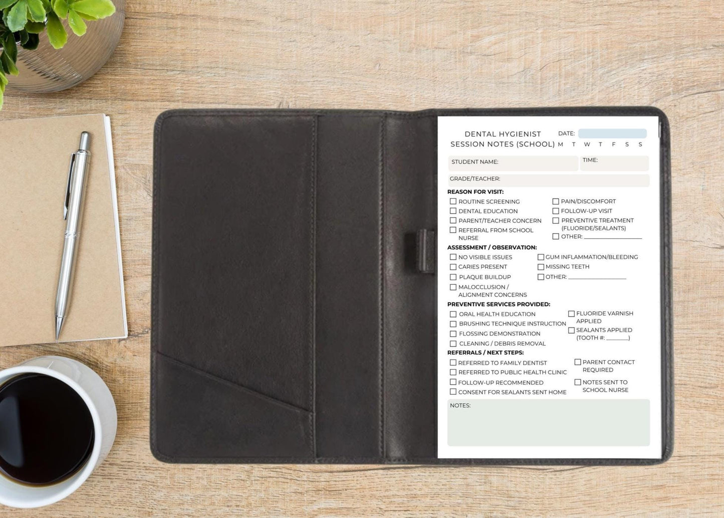 School Dental Hygienist Session Notes | Oral Health Notepad for School Screenings | Dental Documentation Pad | 5.5x8.5" | 50 Tear-Off Sheets