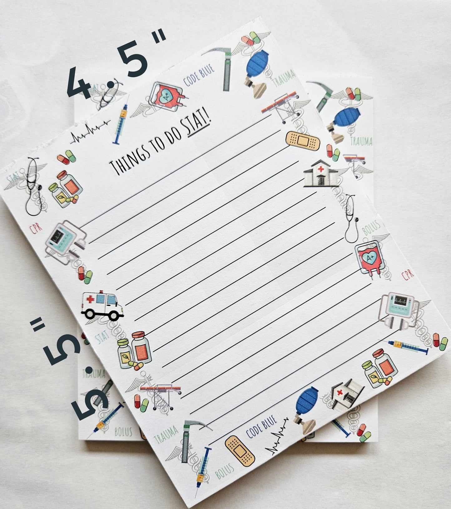 Emergency Department notepad non sticky back paramedic trauma unit gift notepad nurse doctor technician gift graduation student stationery