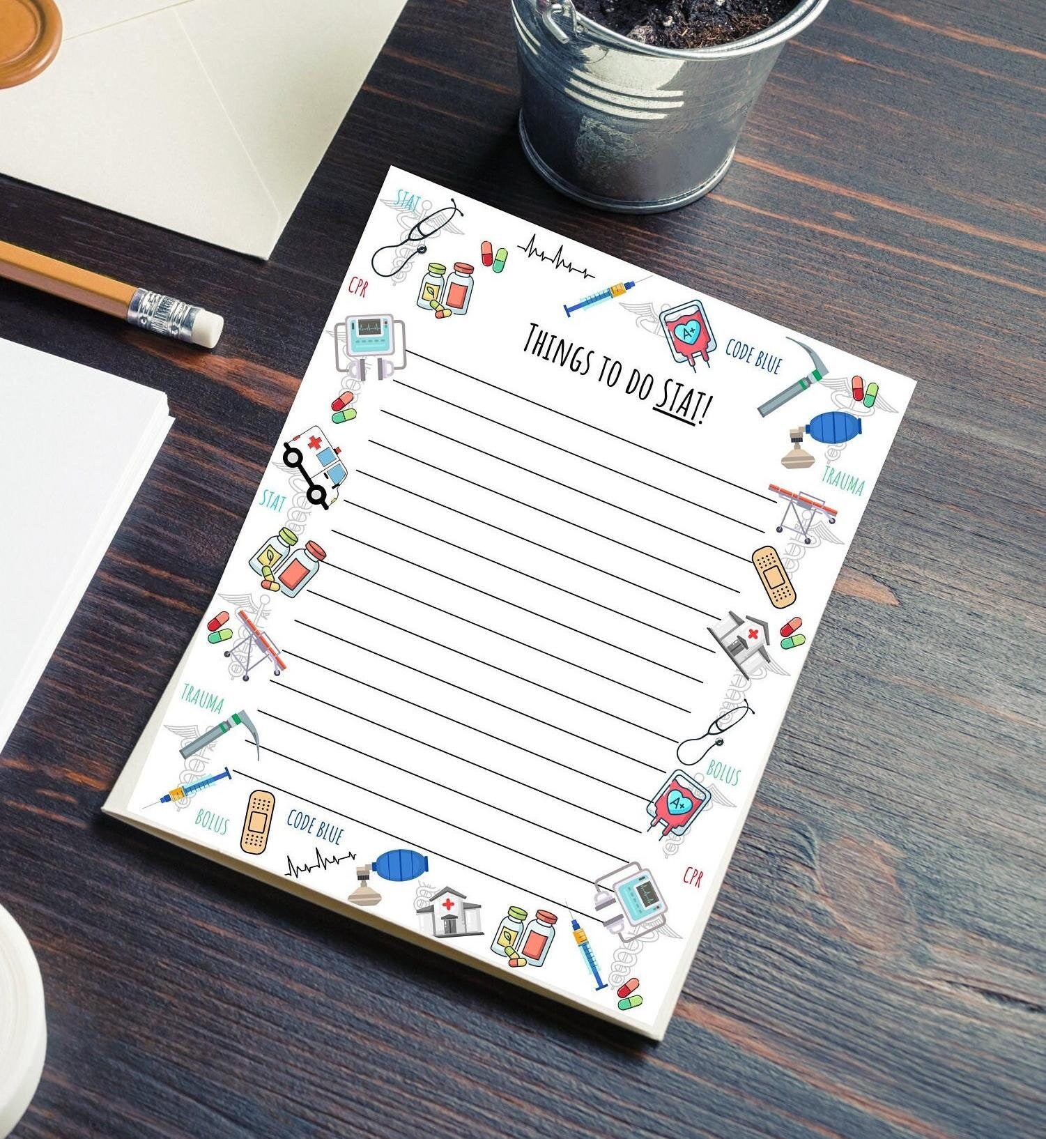 Emergency Department notepad non sticky back paramedic trauma unit gift notepad nurse doctor technician gift graduation student stationery