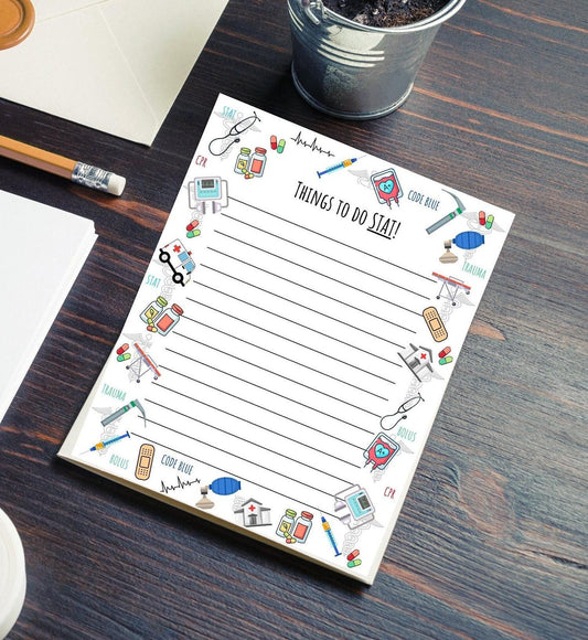 Emergency Department notepad non sticky back paramedic trauma unit gift notepad nurse doctor technician gift graduation student stationery