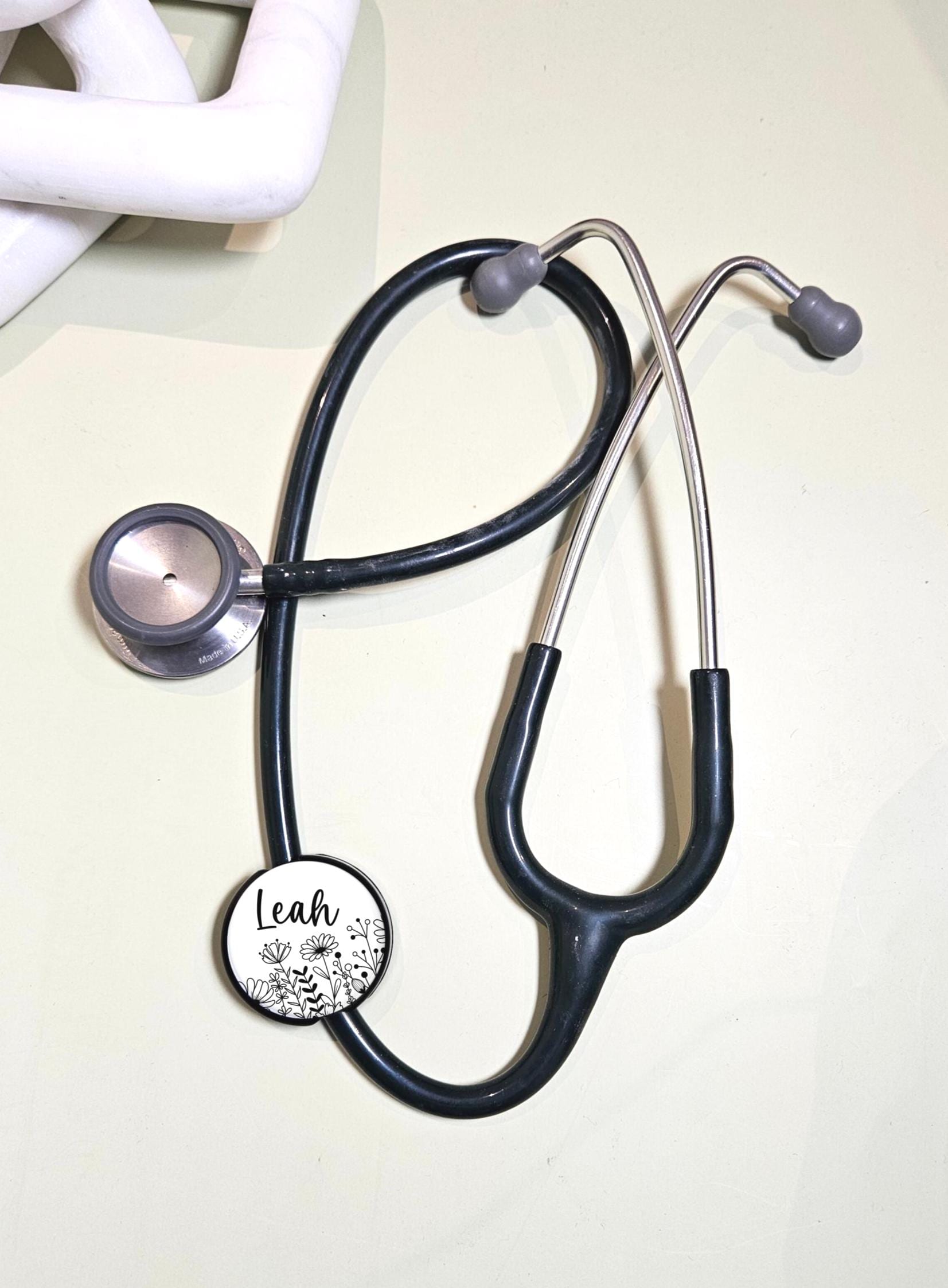 Personalized Stethoscope Floral ID Tag Littman Stethoscope Id Tag wildflower Custom Flower ID name tag Gift Medical Accessory flowers Gift