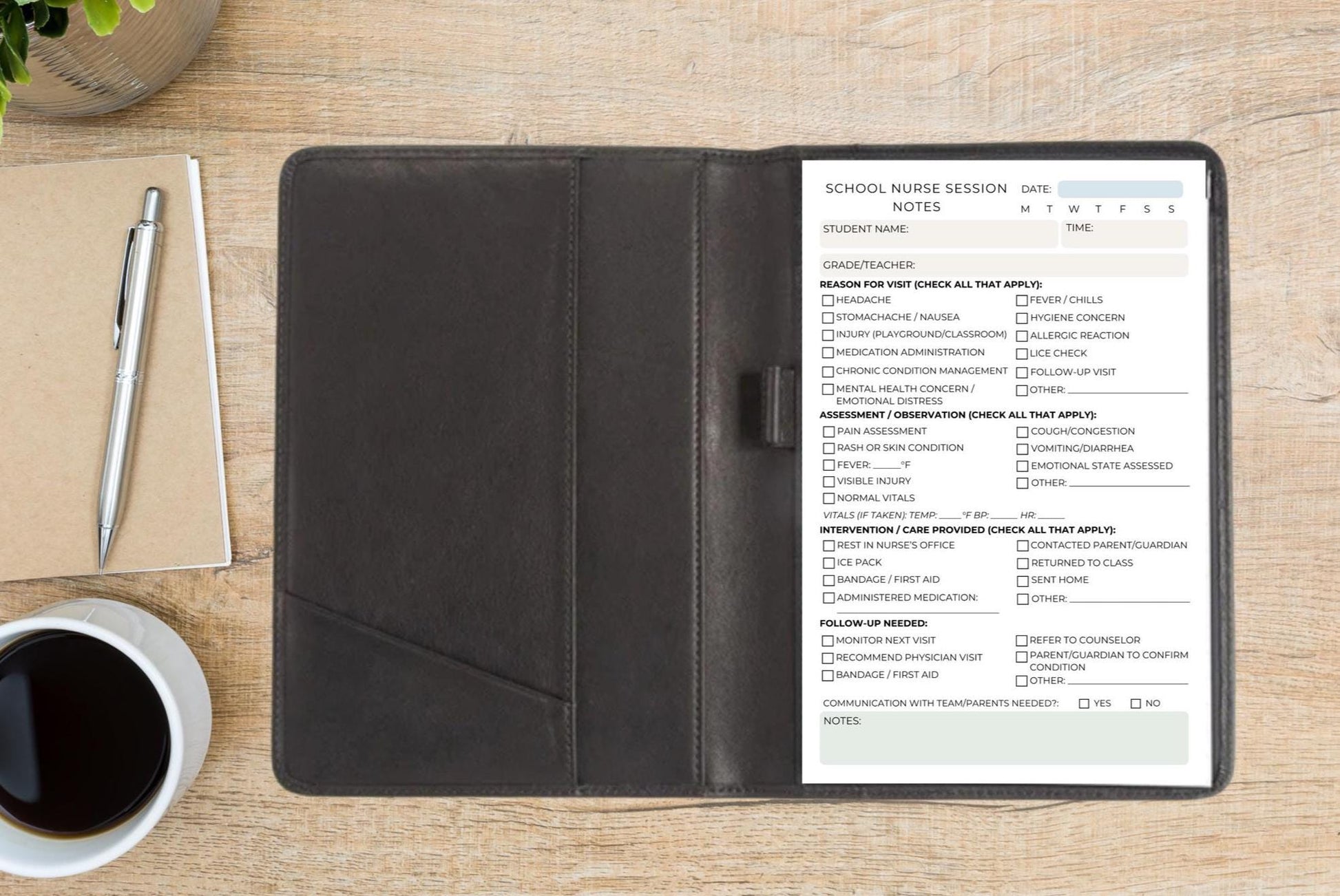 School Nurse Session Notes Notepad Daily Health Log for Students | Professional Nurse Organizer | 50 Tear-Off Sheets Pediatric School Nurse