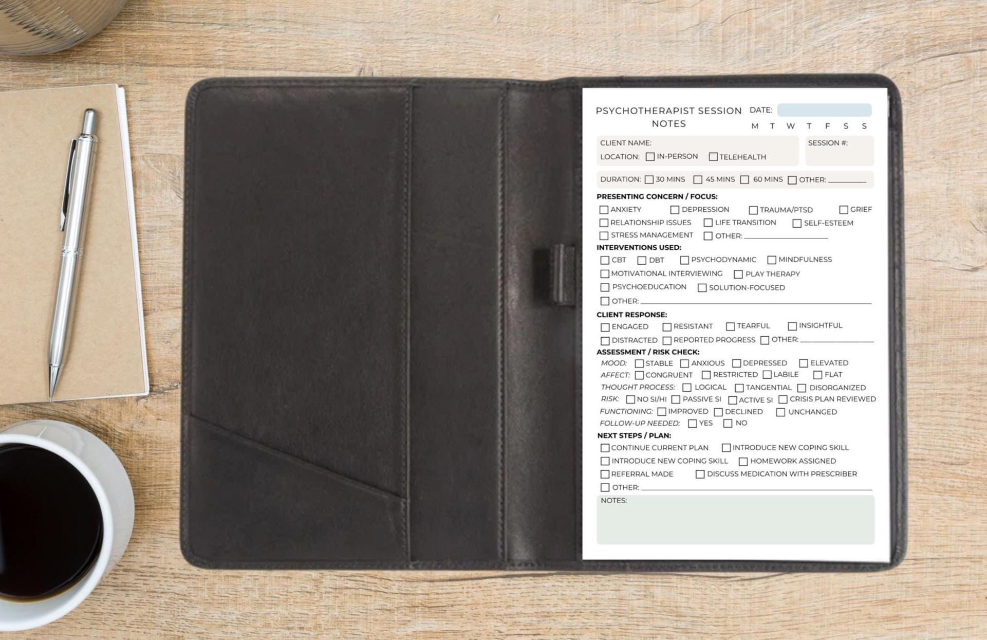 Psychotherapist Session Note Notepad | Therapy Progress Notes Pad | Mental Health Documentation | 5.5x8.5” | 50 Tear-Away Sheets