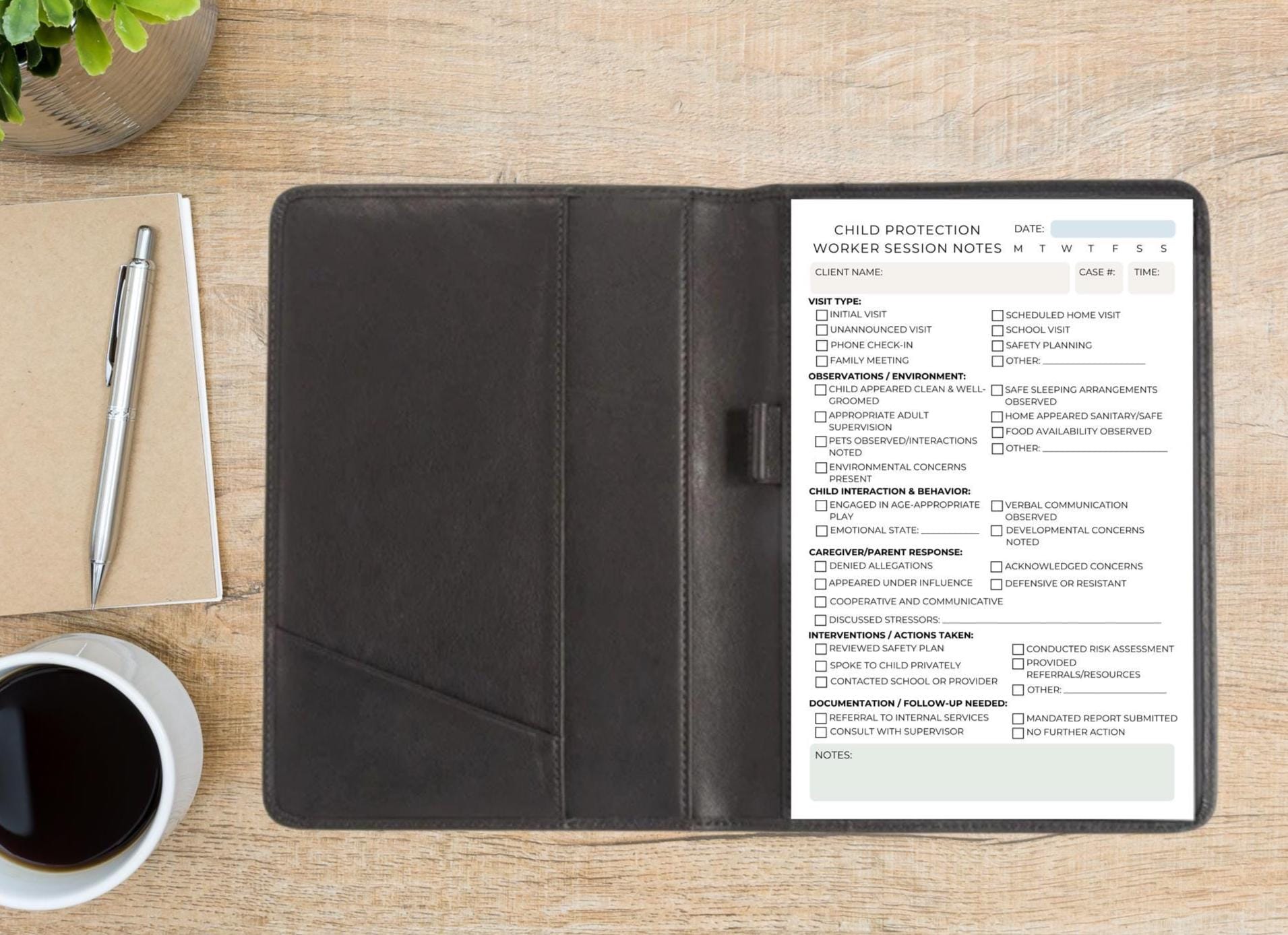 Child Protection Worker Session Notes | Social Work Notepad for Home Visits, CPS, and Case Management Tear-Away Pad CPS Case Manager Notes