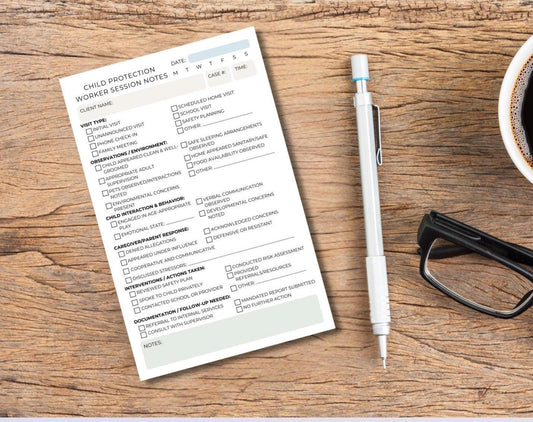 Child Protection Worker Session Notes | Social Work Notepad for Home Visits, CPS, and Case Management Tear-Away Pad CPS Case Manager Notes