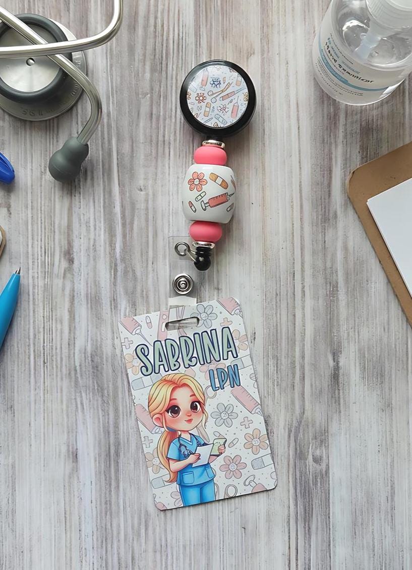 Reversible Nurse Badge Buddy | Personalized Flip Tags | Double-Sided Nursing ID Custom Name Tag Nursing Personalized Work Badge Holder