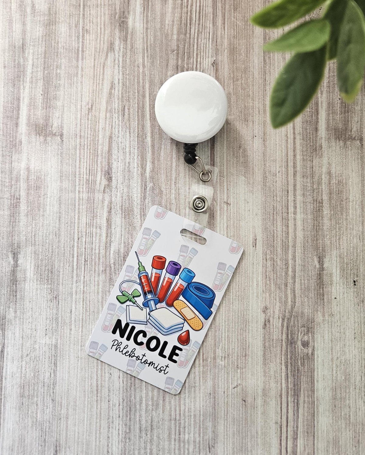 Custom Reversible Phlebotomy Badge Buddy, Personalized Phlebotomist Flip Reel, Double-Sided Order of the Draw, ID Reference Card Lab Tech