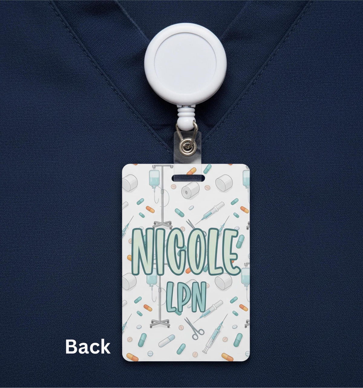 Personalized Nurse Badge Card with Chibi character, Custom Nursing ID Holder, Unique Name & Designation, Healthcare Gift Medical Clip Tag